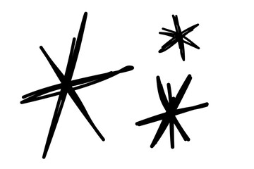 Hand drawn snowflakes and stars sketch vector illustration