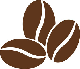 Brown roasted coffee bean icon for cafe branding, organic drink packaging, and breakfast menu design.