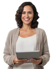 Fototapeta premium PNG A latin woman computer smiling reading.
