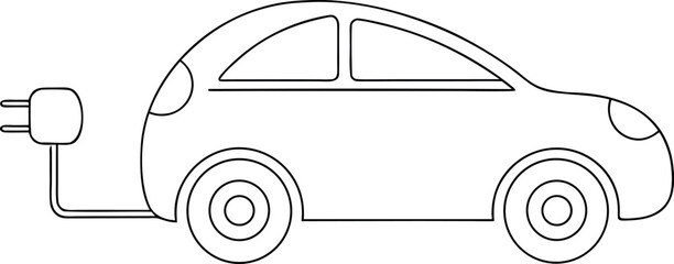  electric car single line art eps continuous on with white background