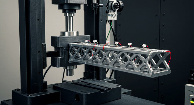 Lattice structure tested in UTM with strain gauges