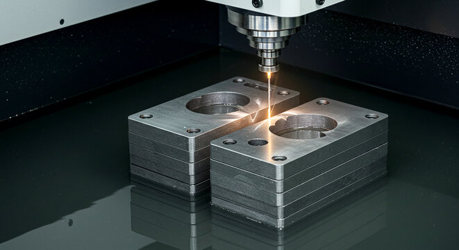 EDM Spark Machining Metal Part in Dielectric Fluid