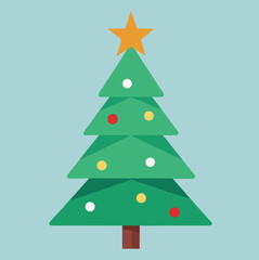 Obraz premium Festive Christmas Tree Illustration Simple Holiday Cheer Vector Graphic Design Perfect for Seasonal Greetings and Celebratory Messages
