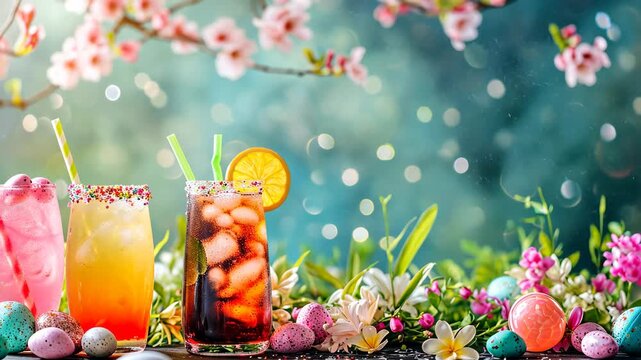 Easter cocktails on the table. Selective focus. Food.