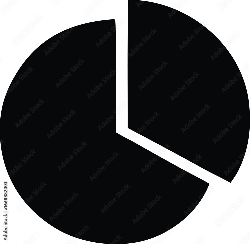 Aufkleber Black pie chart segment isolated graphic representation of data analytics business finance statistics and market share visuals