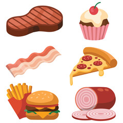 Fat food vector icon illustration cartoon collection isolated on white background