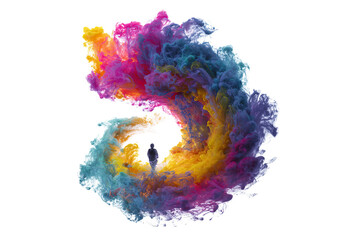 Silhouette in Vibrant Swirling Colors (Transparent background)