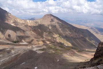 Volcanic Mountain Landscape with Dramatic Colors and Textures