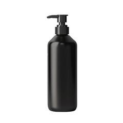 Sleek black pump dispenser bottle for soap lotion or sanitizer isolated on a clean studio presentation background studio shot transparent background