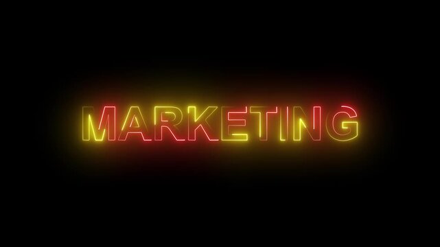 Markentine text animation in 4K. Neon-colored text with a glowing moving outline for online.