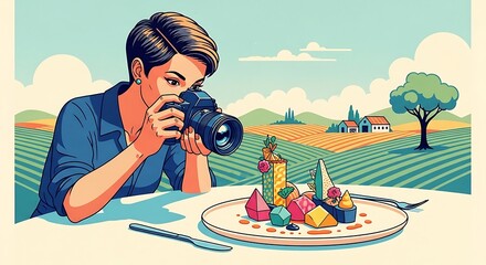 Food Photography in Scenic Landscape.