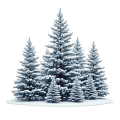 Obraz premium Majestic snowy pine trees gathering in a winter wonderland scene transparent background