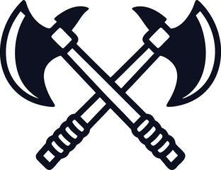 Vintage crossed axes icon great for adventure insignia, survival logos, and outdoors branding.
