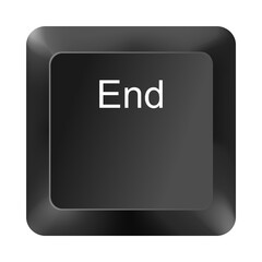 End key button from computer keyboard isolated on white background, black keycap with end text used for navigation and functional commands in computing