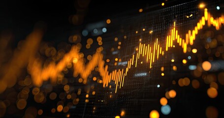 Abstract financial chart with orange highlights