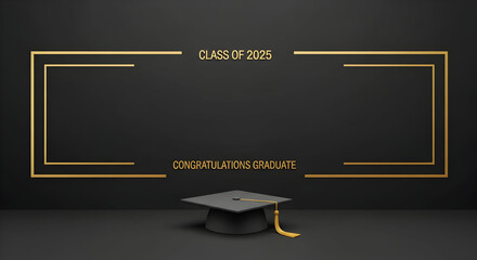 Class of 2025 Graduation Frame with Minimalist Style and Golden Details