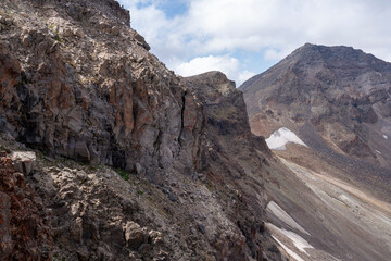 Volcanic Mountain Landscape with Dramatic Colors and Textures