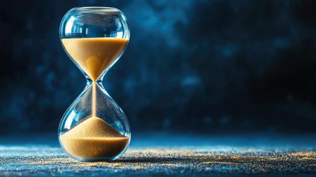 Hourglass with sand flowing, symbolizing passage of time