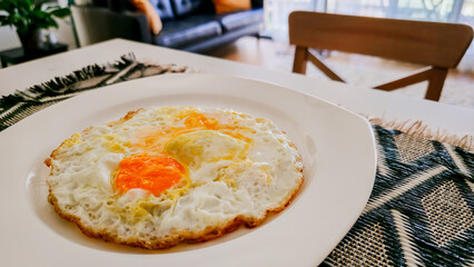 Fried Egg on White Plate