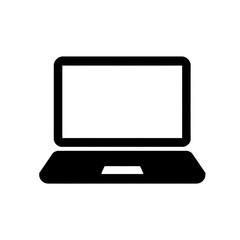 Flat Minimal Vector Icon of Modern Laptop with Solid Black Design on White Background
