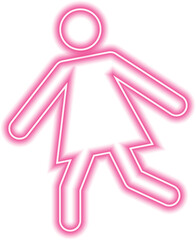Female person depicted in a running motion with one arm extended forward.