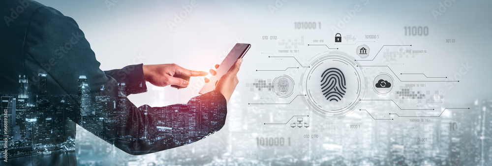 Poster biometric fingerprint identification and cybersecurity system ensuring secure access, identity verif