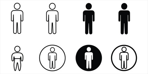 Set of Male Person Icons in Different Styles and Sizes symbol