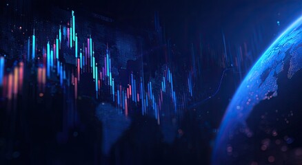 Global financial data overlaid on Earth