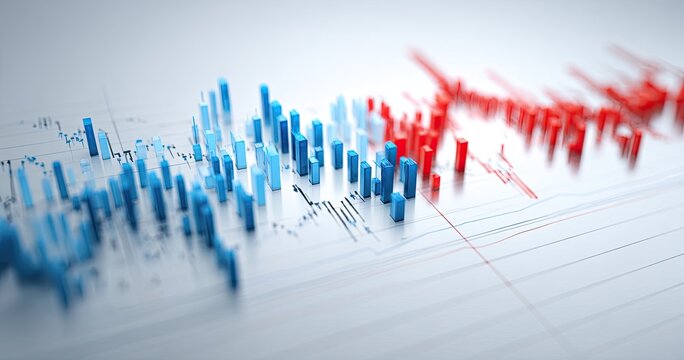 3D graph of data, blue and red columns