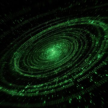 Green spiral galaxy, digital code