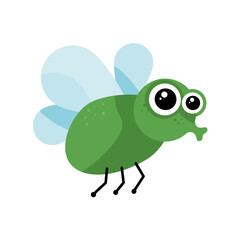 Cute cartoon green fly character - vector illustration