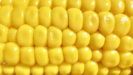 closeup of golden yellow corn kernels with glossy texture perfect for natural food background or organic agriculture design