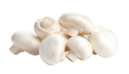 Fresh mushrooms, white button mushrooms on plain background.