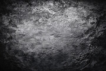 Fototapeta premium Dark, textured grayscale image resembling rough, aged stone or rock; uneven surface with subtle light variations, creating a dramatic, shadowy effect