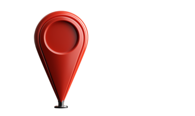 3d icon of a location pin, a map marker with a white circle in the middle on a black background