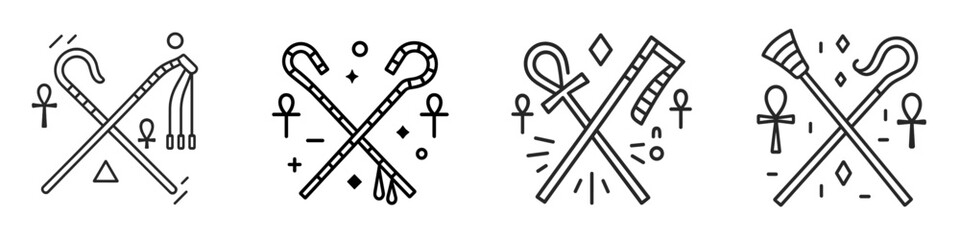 Ancient Egyptian Symbols of Power and Life, Minimalist flat design