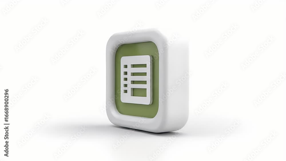 Poster dynamic 3d app icon: olive green list interface animation