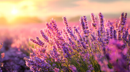 Obraz premium lavender field at sunset