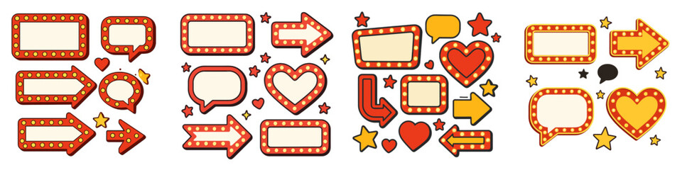 Retro Marquee Signs and Shapes Collection, Minimalist flat design © icon_art