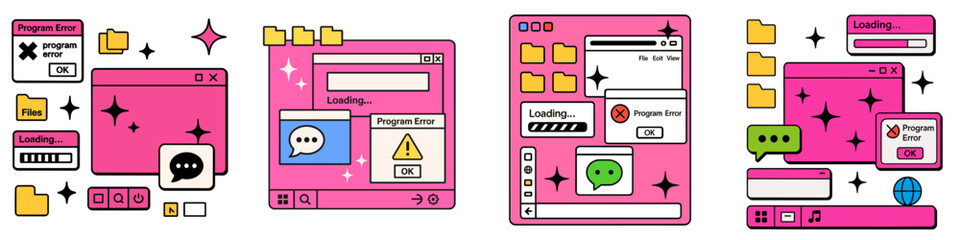 Computer Program Errors and Loading Screens, Minimalist flat design