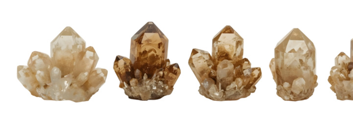 Crystals in Row: A collection of radiant crystals, arranged in an ordered sequence, showcase their natural elegance, offering a glimpse into the earth's hidden treasures.