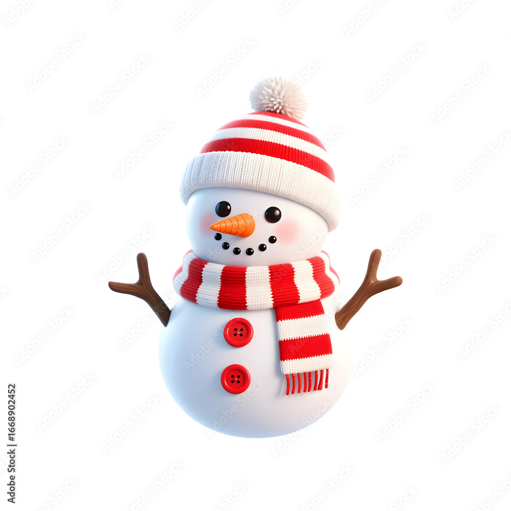 Poster charming 3d snowman character with festive winter attire and friendly expression