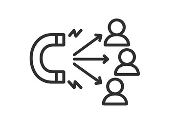 Magnet draws people icons, Minimalist flat design