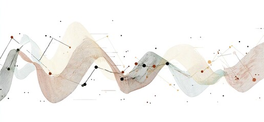 Abstract data visualization with flowing lines and colored data points