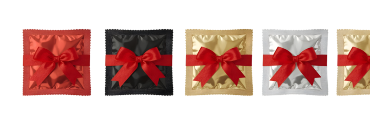 Festive Presents Display: A charming collection of wrapped gifts, elegantly adorned with vibrant ribbons, evokes a sense of anticipation and celebration.