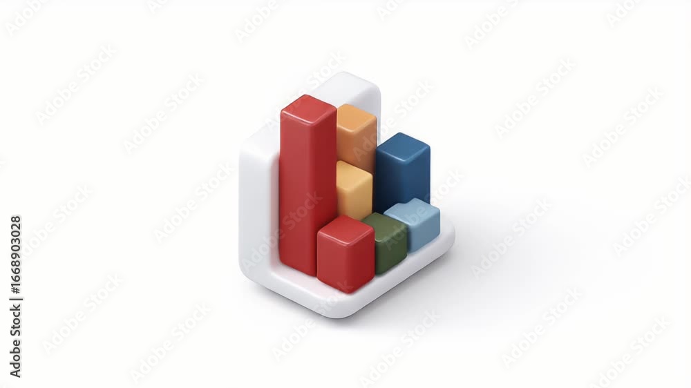 Poster dynamic 3d bar chart animation: colorful data visualization