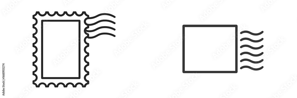 Poster rectangular stamp and square frame with wavy lines