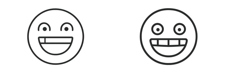 Happy Grinning Face with Big Eyes, Minimalist flat design