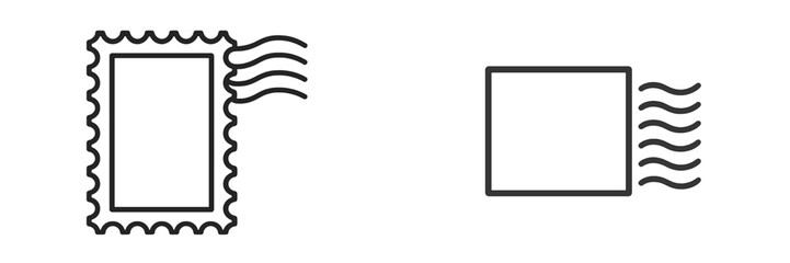 Rectangular Stamp and Square Frame with Wavy Lines