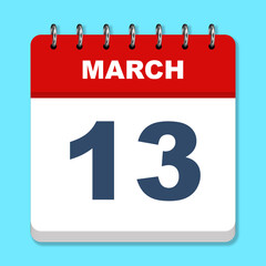 March calendar icon on a blue background